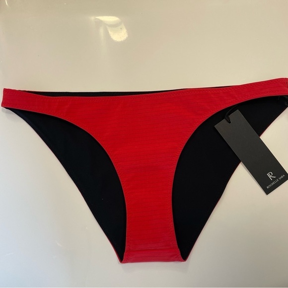 Rochelle Sara Swim Bikini Hibiscus Red Fabi Zip Top Mercer Low Rise Bottoms Sz 0 - Picture 8 of 15